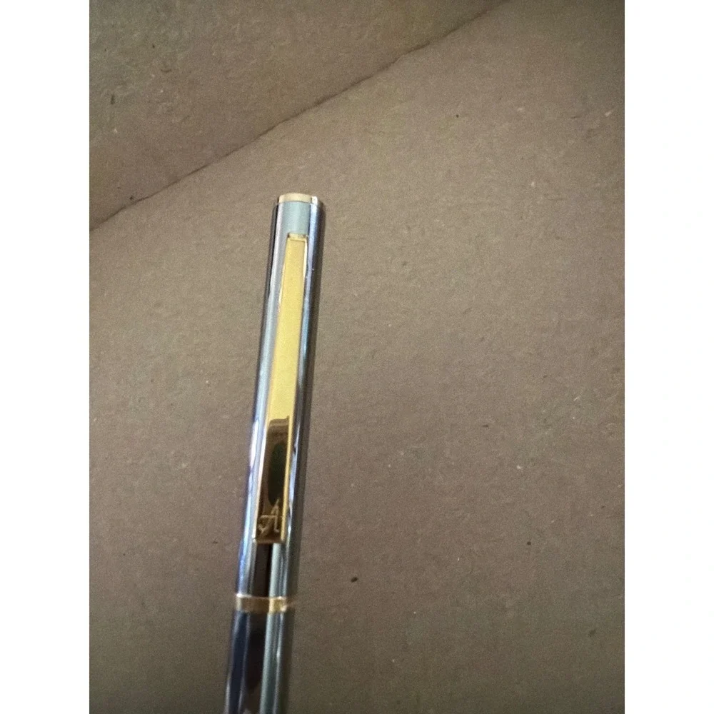 Anson Ballpoint Pen Silver Gold Two Tone Steel Vintage Writing‎ Tool Box Logo